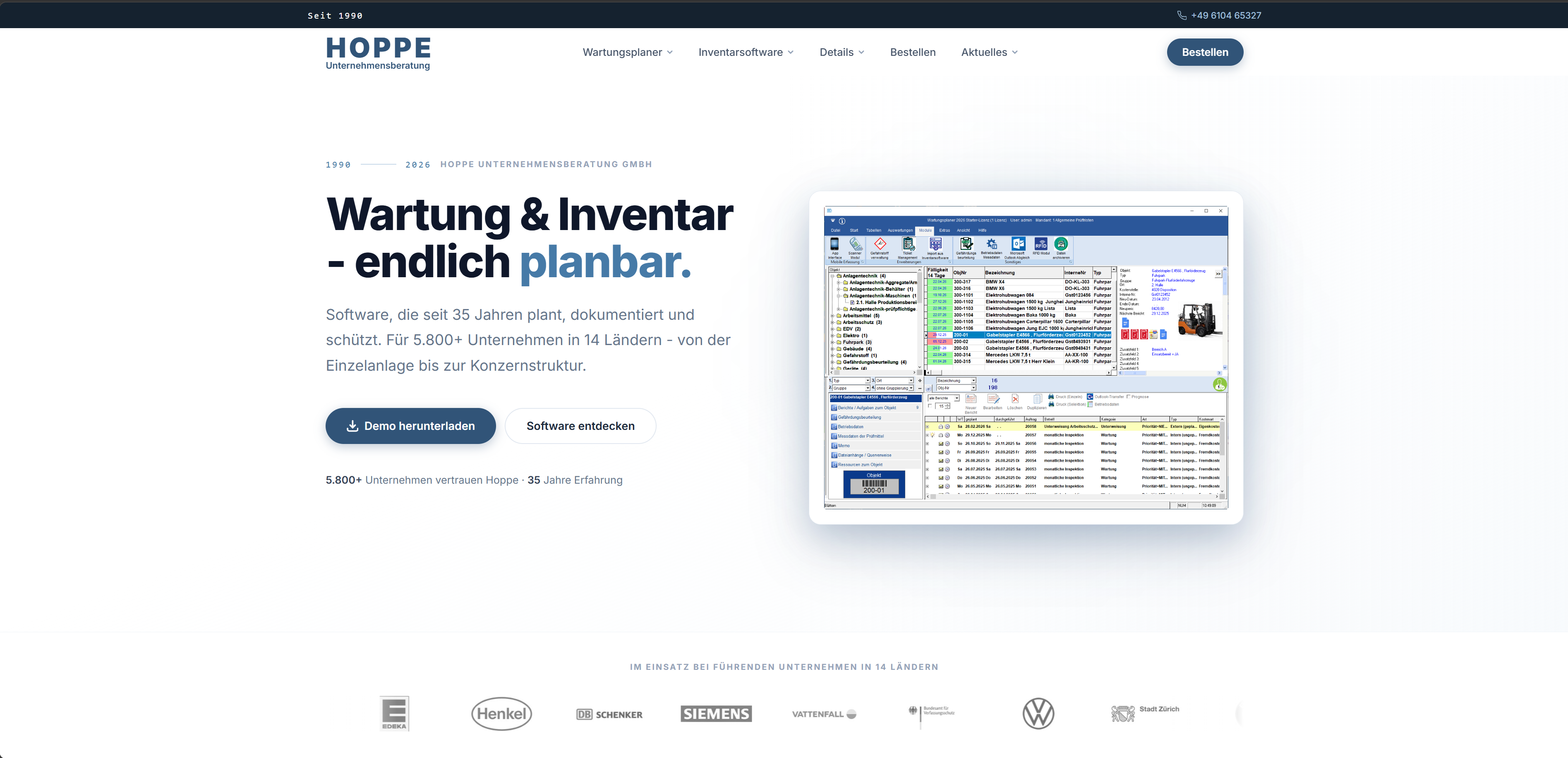 Screenshot der Inventarsoftware